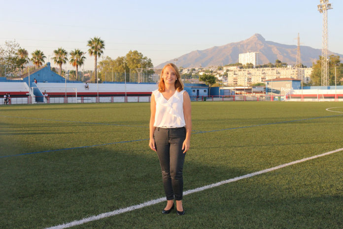 María García en el estadio