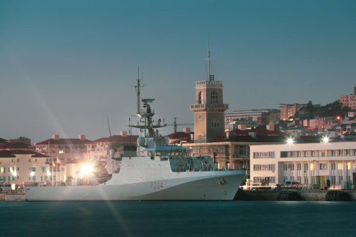 HMS TRENT ARRIVES INTO GIBRALTAR