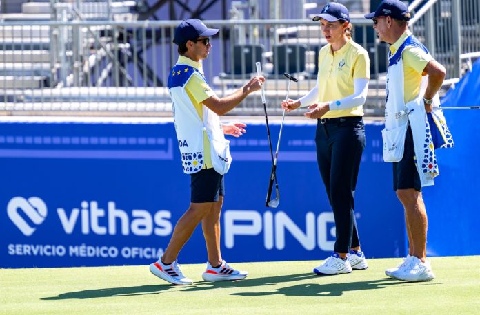 Carlota Ciganda durante la celebración de la Solheim Cup 2023